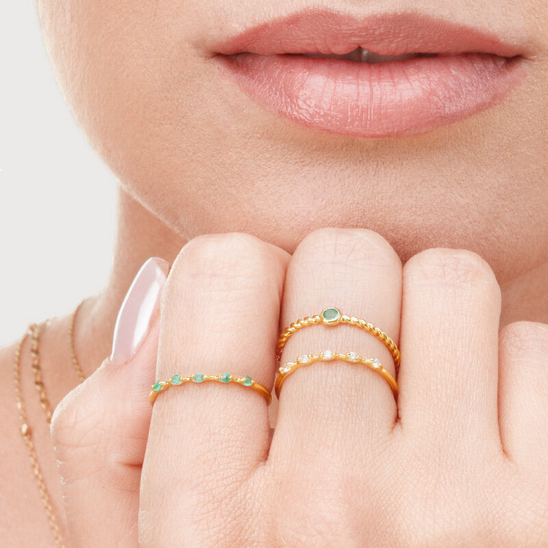 Ohrstecker Smaragd, 14 Karat Rosegold