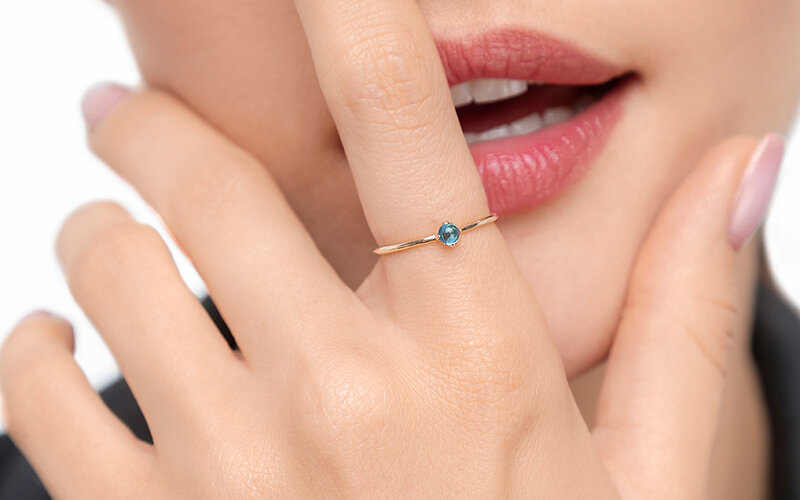 Ring Gorgeous Gems, Blue Mix, 18 K Rosegold vergoldet