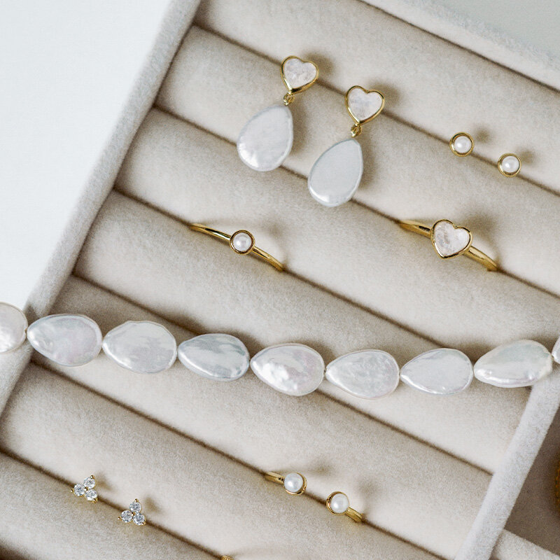 Ohrstecker PEARL BOW, 18 K Rosegold vergoldet