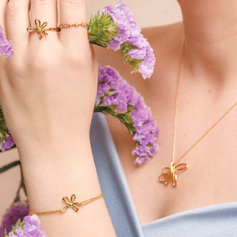 Halskette Blossom, 18 Karat Rosegold vergoldet