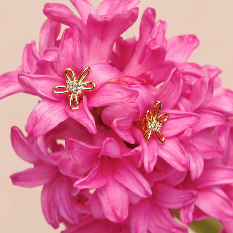 Creolen Leaf Flower, 18 K Gelbgold vergoldet