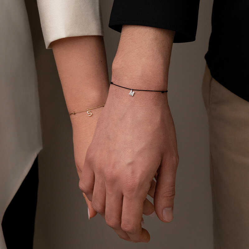 Partner Armb�nder, MUM + DAD, 14 Karat Wei�gold + Gelbgold