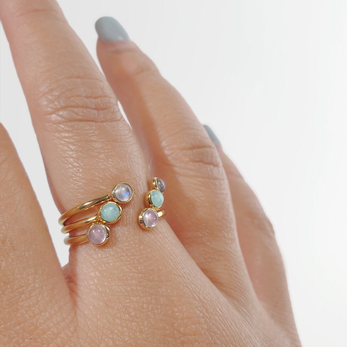 Ring BLOOM, Amethyst/Rhodolith, 18 Karat Rosegold vergoldet
