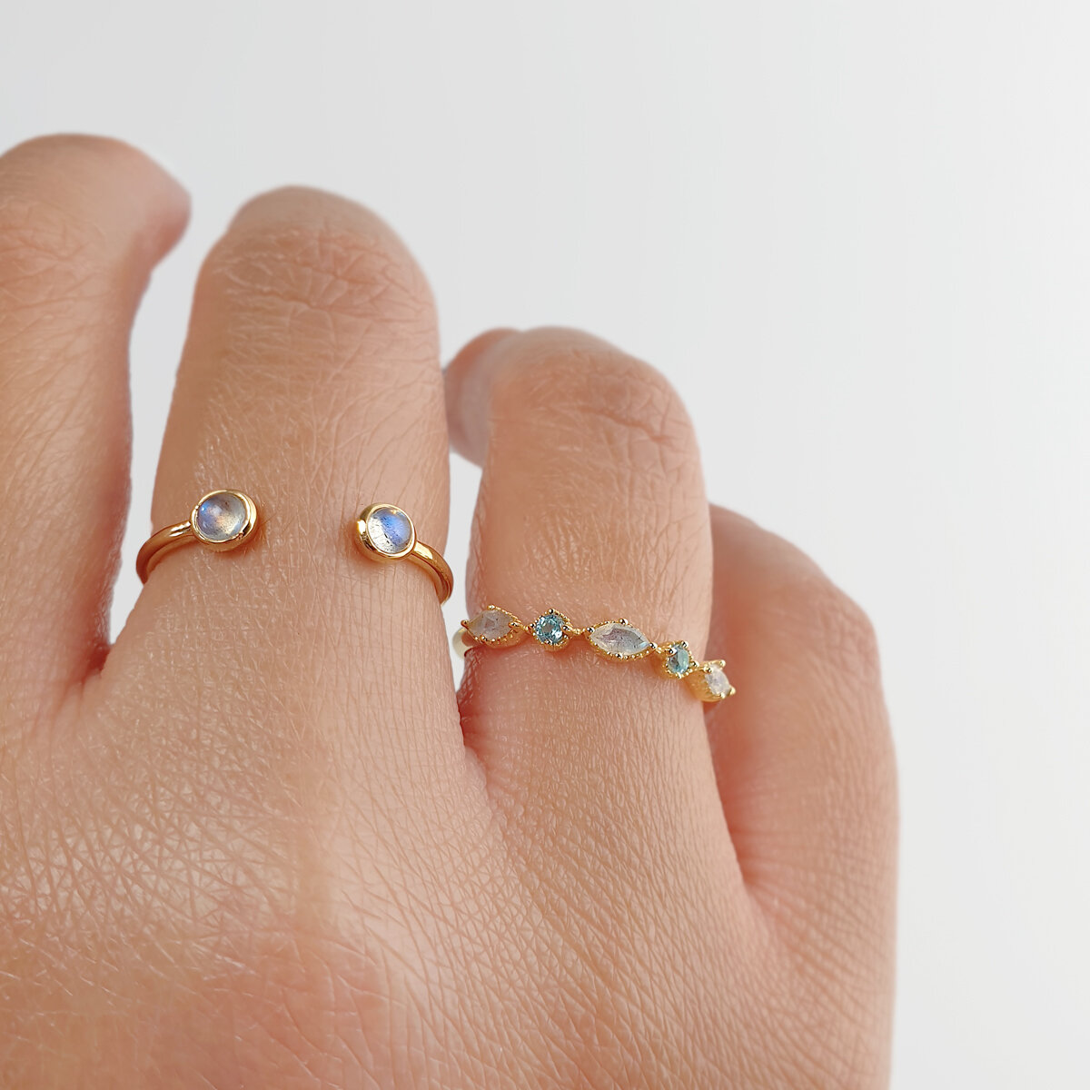 Stacking Ring, Rosenquarz, 6mm, 18 K Rosegold vergoldet