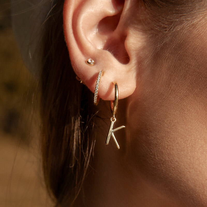 Creolen Clover Charm, gro, 18 K Gelbgold vergoldet
