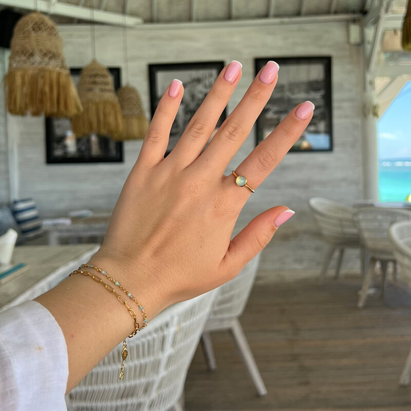 Stacking Ring, Perle, 3mm, 18 K Rosgold vergoldet