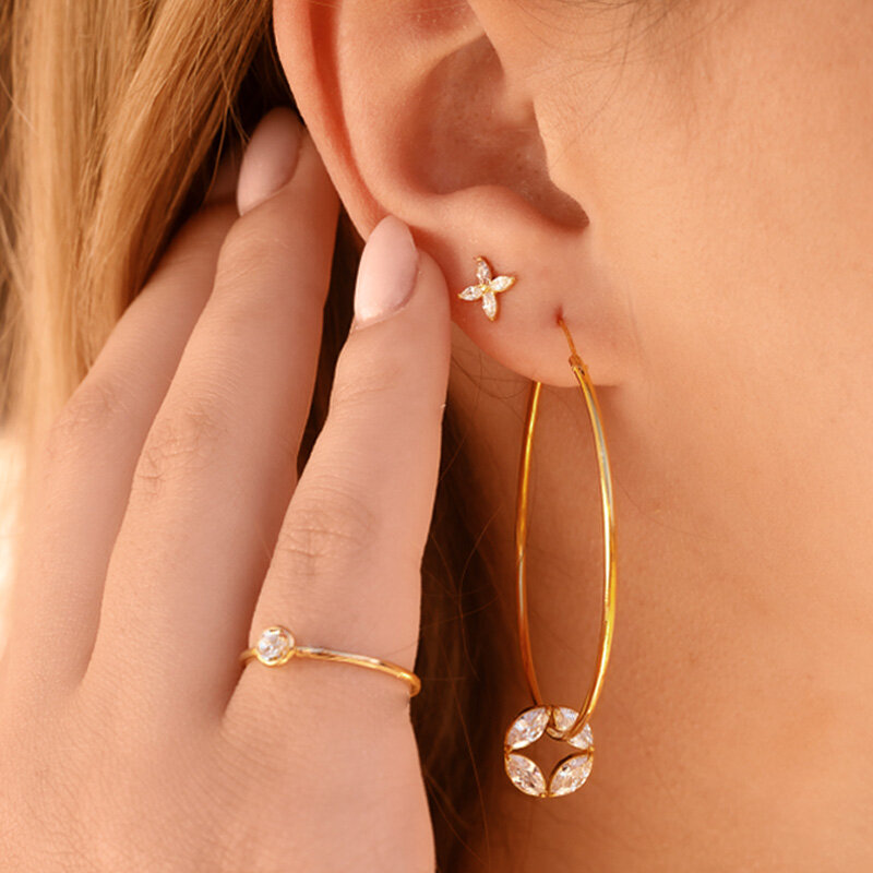Armkette Leaf Flower Charms, 18 K Gelbgold vergoldet