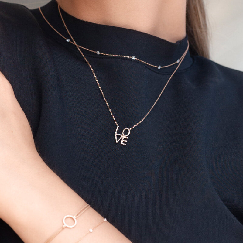 Freundschaftsarmband Herz mit Diamanten, 18 Karat Weigold