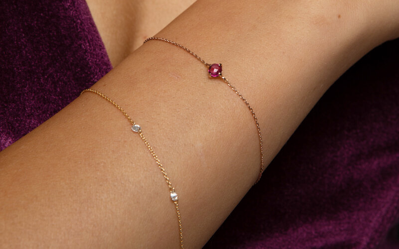 Armkette Heart mit Diamanten, 18 Karat Rosegold