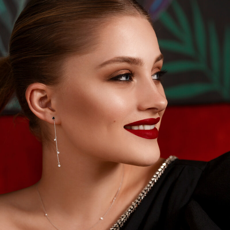 Ohrringe Unique mit Diamanten, 18 Karat Rosegold