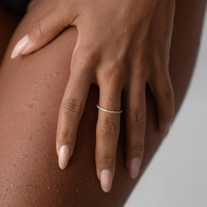 Ring Blue Topas mit Diamanten, 14K Weigold