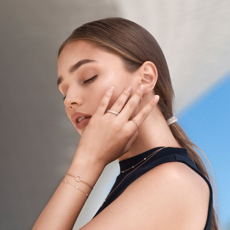 Glcksbndchen Circle mit Diamanten, 18 K Gelbgold
