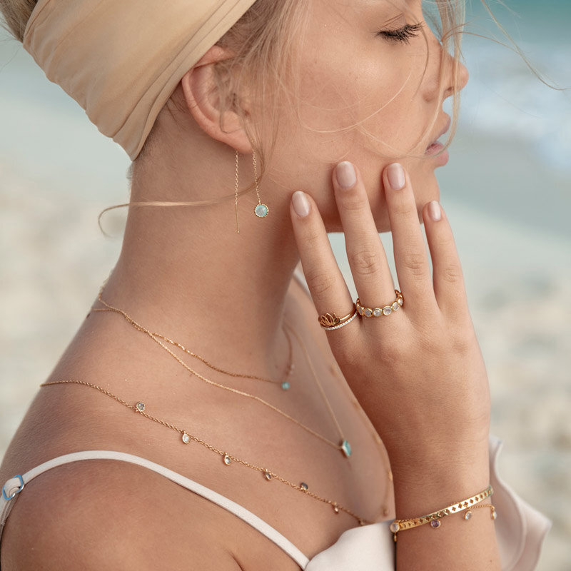 Armkette Amazonit, 18 K Rosegold vergoldet