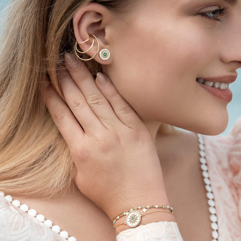 Armkette Flying Gems, Labradorit, 18 K Rosegold vergoldet