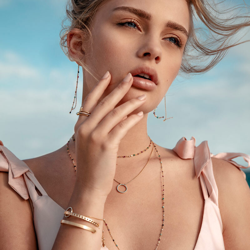 Halskette Platelet Mix, 18 K Rosegold vergoldet