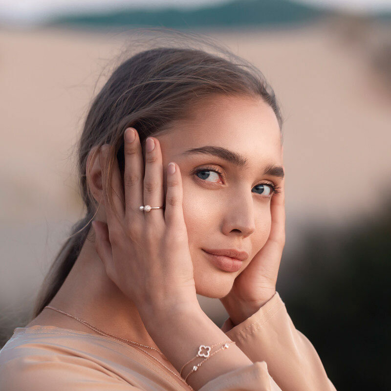 Ring Solitaire, 18 K Rosegold vergoldet