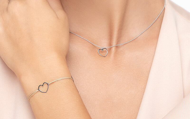 Glckarmband Herz mit Diamanten, 18 K Gelbgold