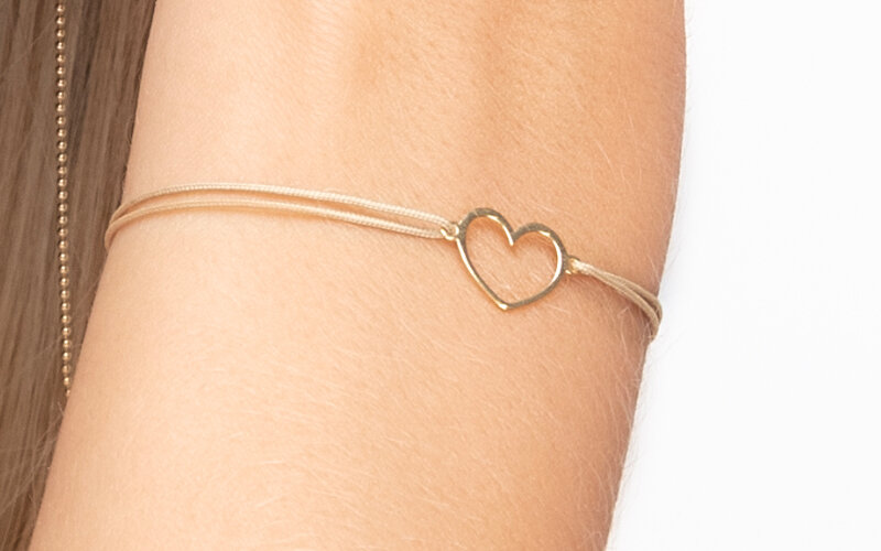 Armkette Heart mit Diamanten, 18 K Gelbgold
