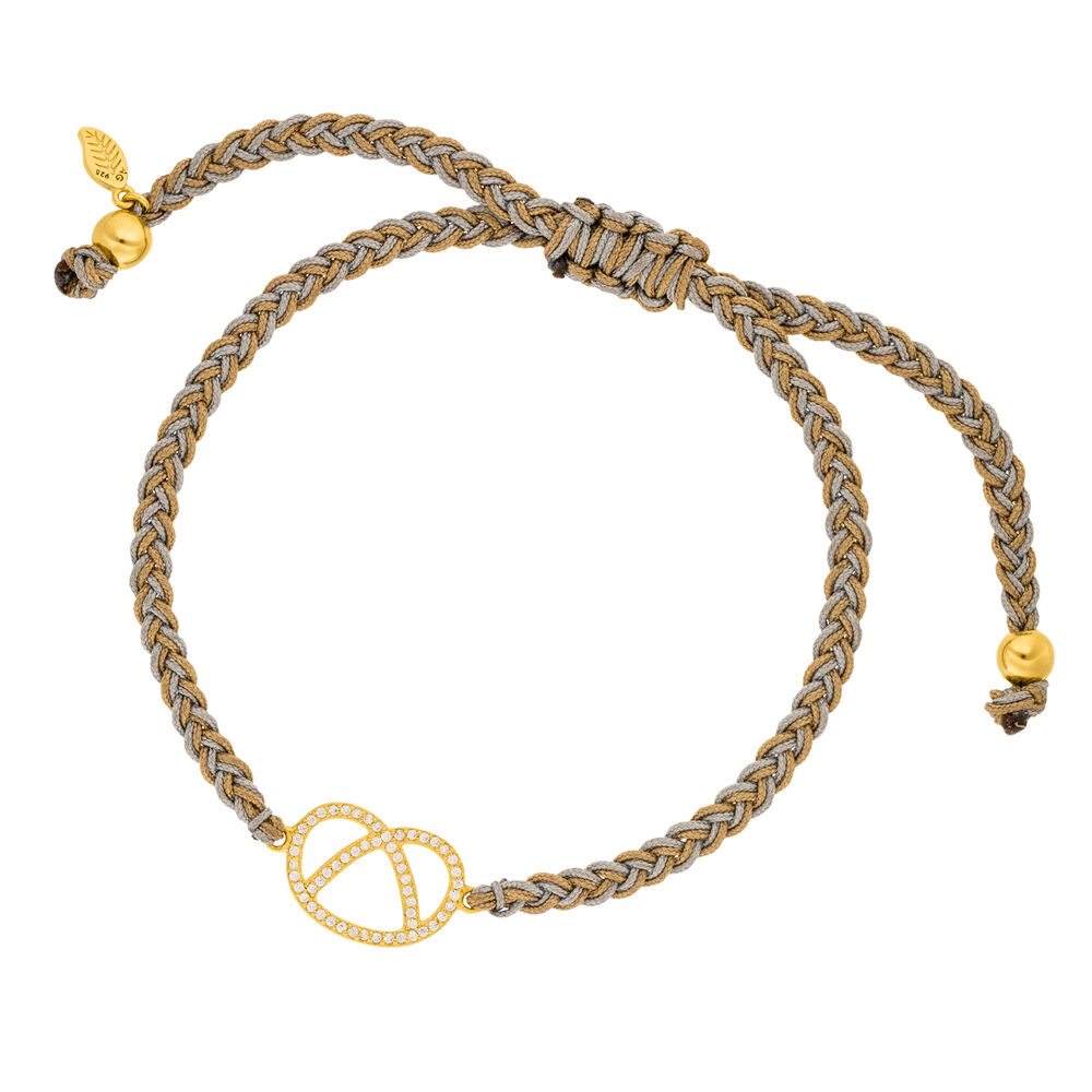 Armband Brezn mit Zirkonia, 18 Karat Gelbgold vergoldet, Nude