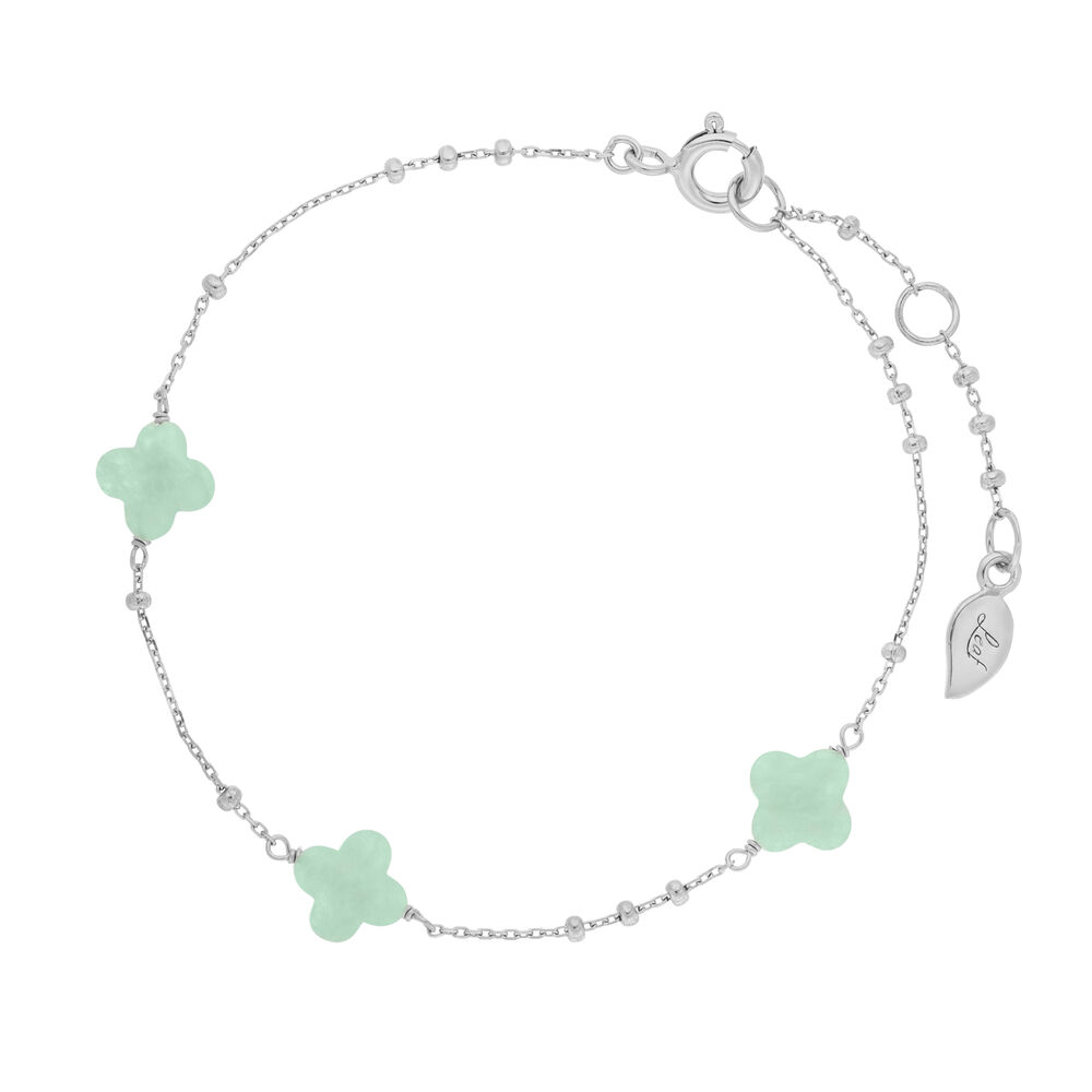 Armkette 3 Clover Gem, Amazonit, 925 Sterlingsilber