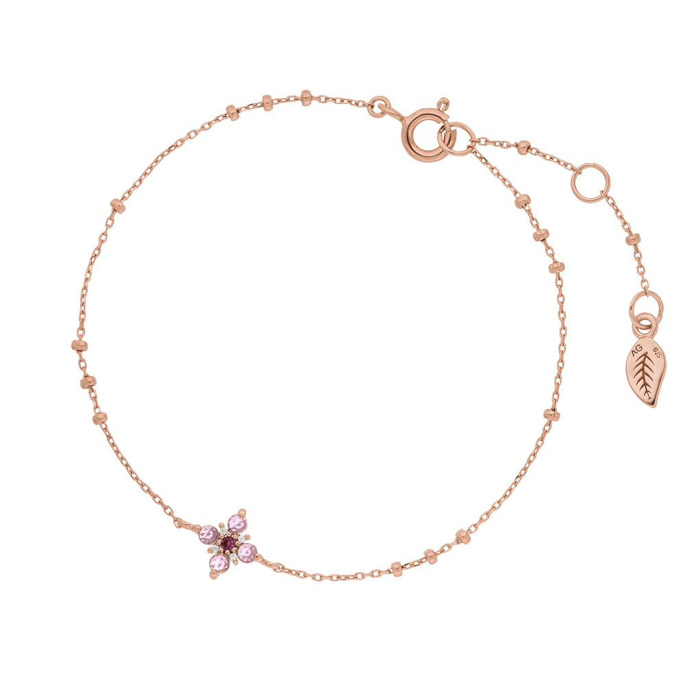 Armkette BLOOM, Amethyst/Rhodolith, 18 Karat Rosegold vergoldet