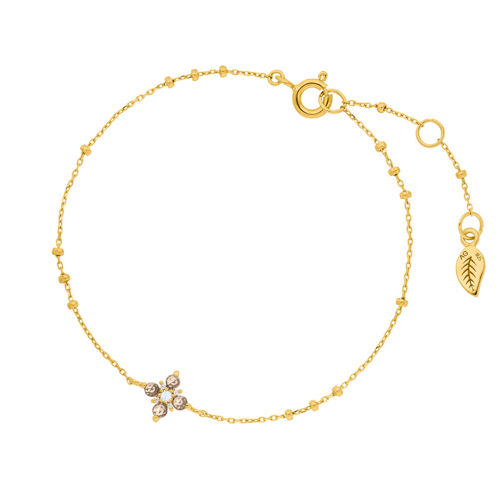 Armkette BLOOM, Rauchquarz/Mondstein, 18 Karat Gelbgold vergoldet Armkette BLOOM, Rauchquarz/Mondstein, 18 Karat Gelbgold vergoldet