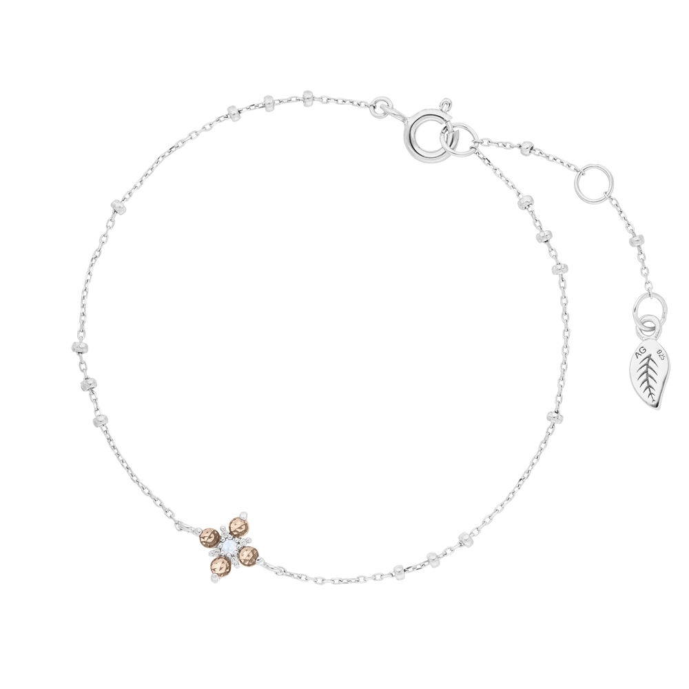 Armkette BLOOM, Rauchquarz/Mondstein, 925 Sterlingsilber Armkette BLOOM, Rauchquarz/Mondstein, 925 Sterlingsilber