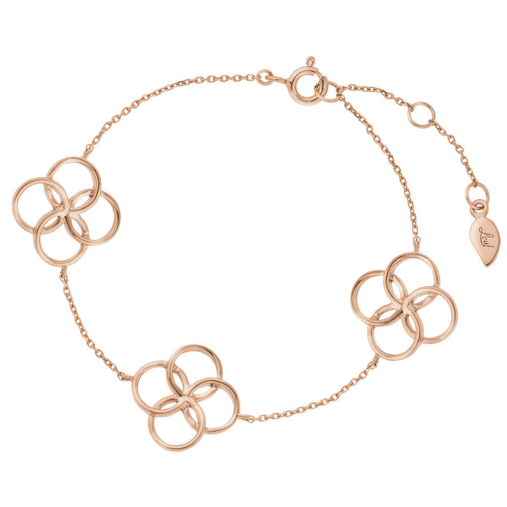 Armkette Clover Charm, gro, 18 K Rosegold vergoldet