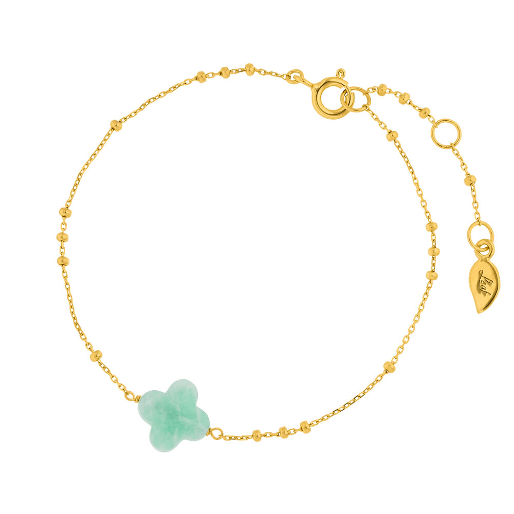Armkette Clover Gem, Amazonit, 18 Karat Gelbgold vergoldet