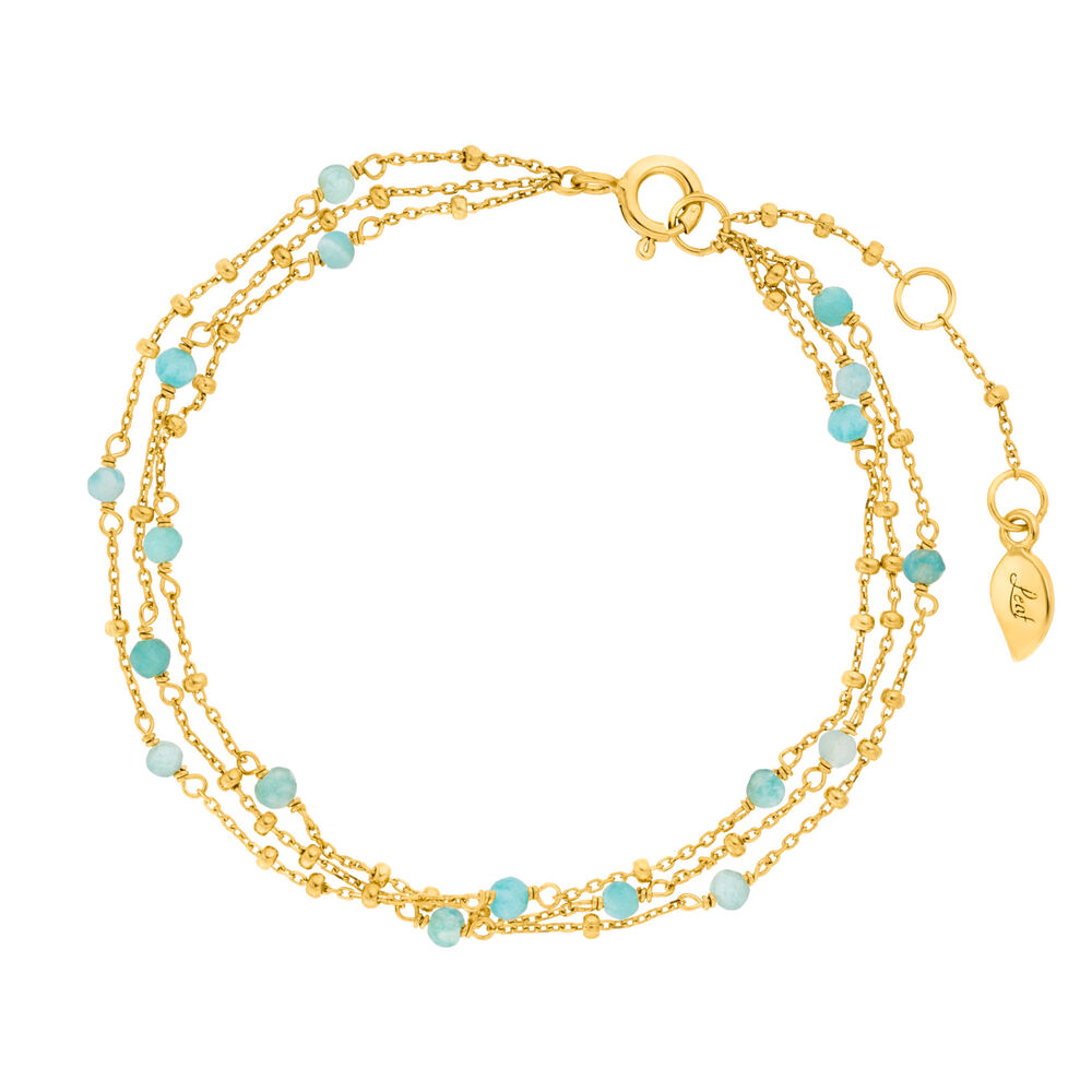 Armkette Flying Gems, 3-reihig, Amazonit, 18 K Gelbgold vergoldet Armkette Flying Gems, 3-reihig, Amazonit, 18 K Gelbgold vergoldet