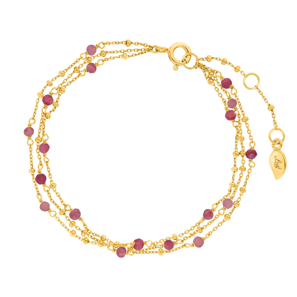 Armkette Flying Gems, 3-reihig, Rubin, 18 K Gelbgold vergoldet Armkette Flying Gems, 3-reihig, Rubin, 18 K Gelbgold vergoldet