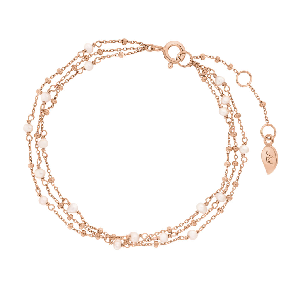 Armkette Flying Pearls, 3-reihig, 18 K Rosegold vergoldet