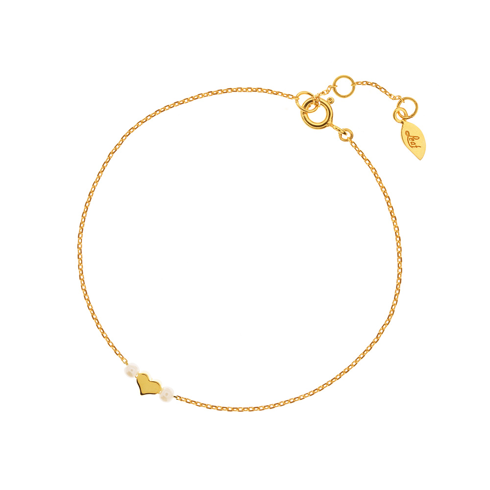 Armkette Herz mit Perle, 18 K Gelbgold vergoldet