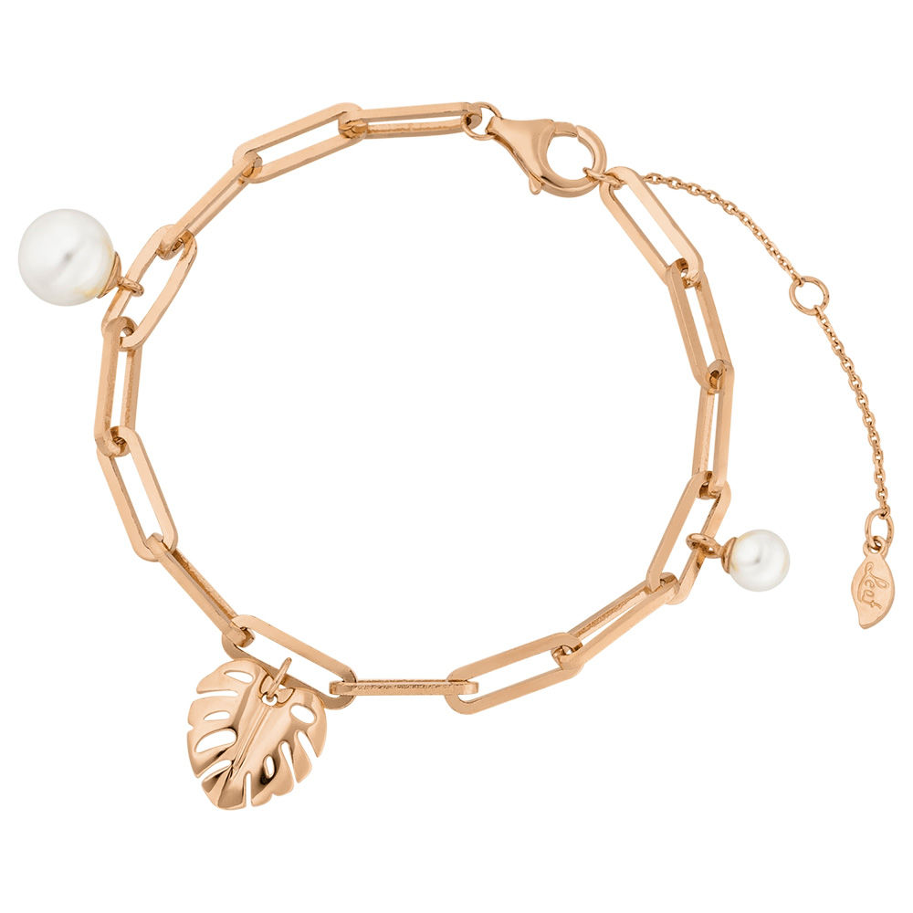 Armkette Monstera Leaf, 18 K Rosegold vergoldet