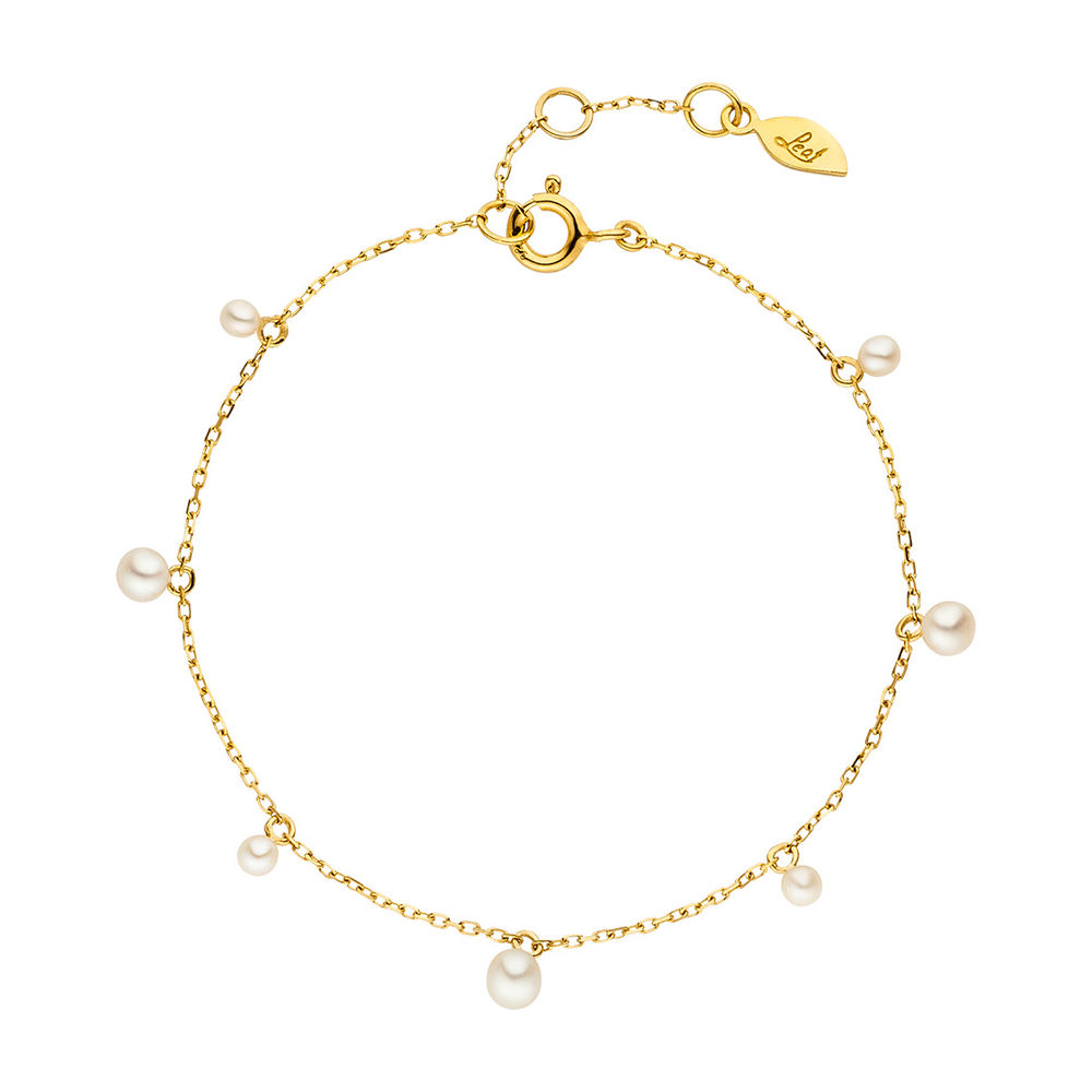 Armkette Rain Drop, 18 K Gelbgold vergoldet, Perle