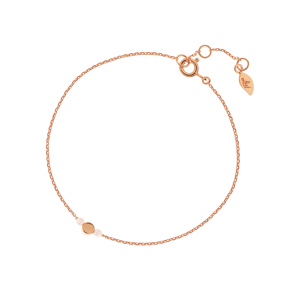 Armkette Round mit Perle, 18 K Rosegold vergoldet