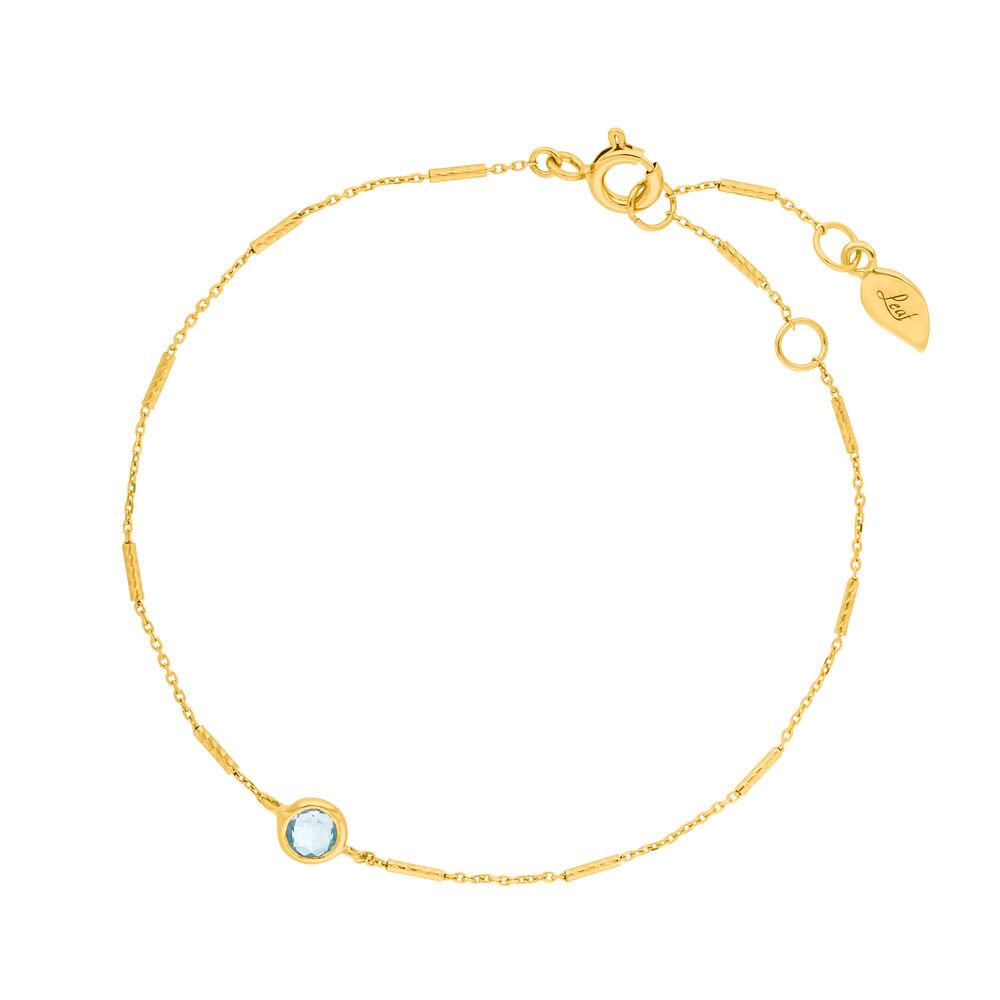 Armkette Solitr, Blauer Topaz, 18 K Gelbgold vergoldet