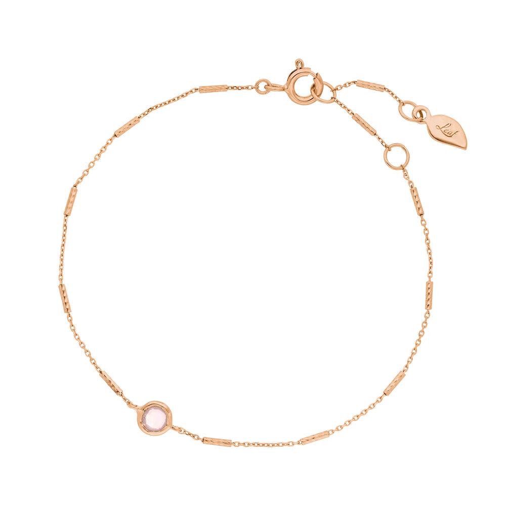 Armkette Solitr, Rosenquarz, 18 K Rosegold vergoldet