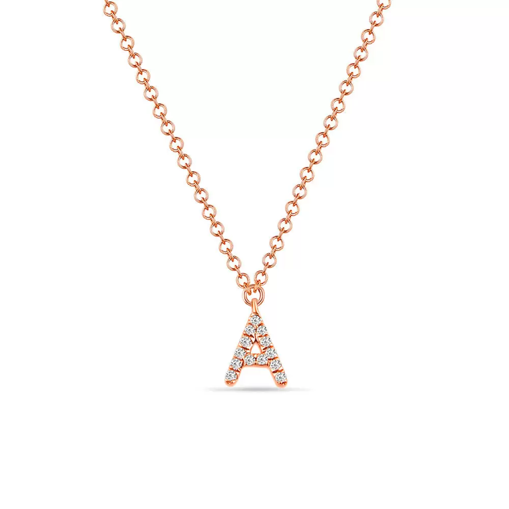 Buchstabenkette aus Rosegold mit Diamanten