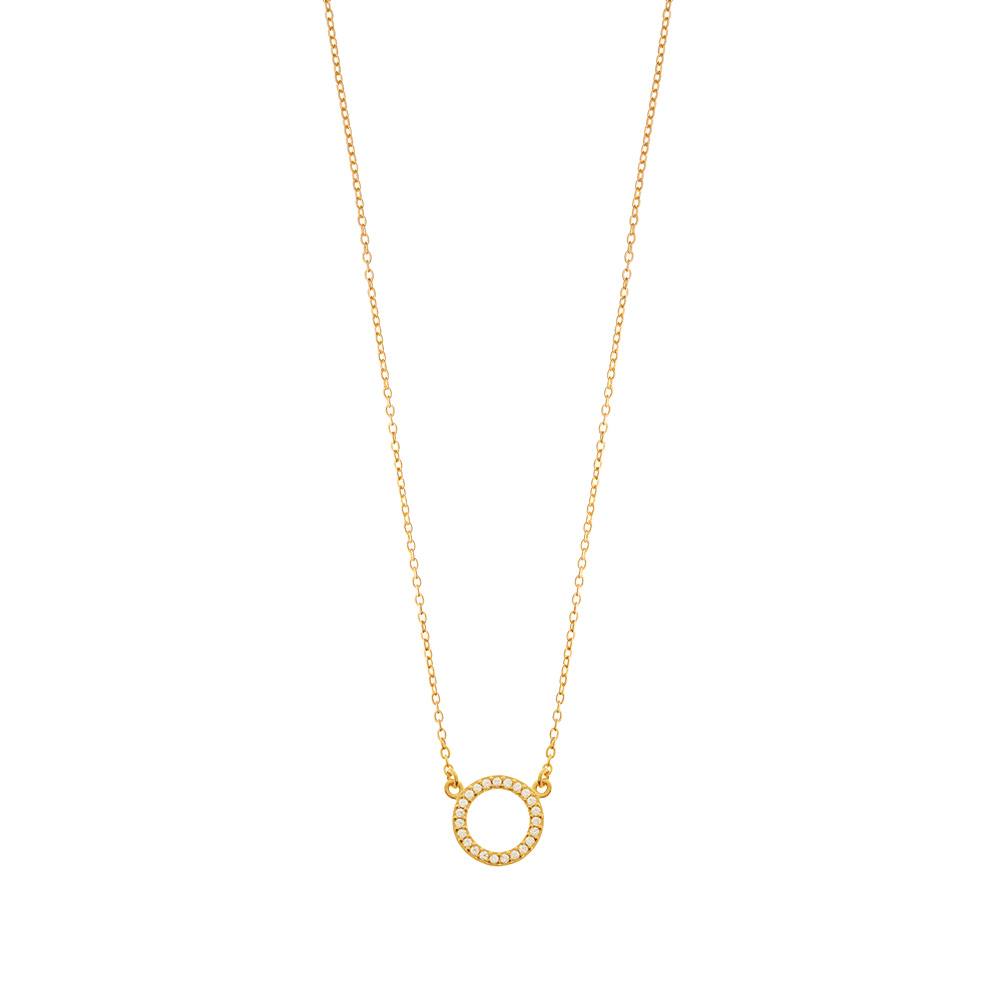Halskette Circle mit Zirkonia, 18 Karat Gelbgold vergoldet