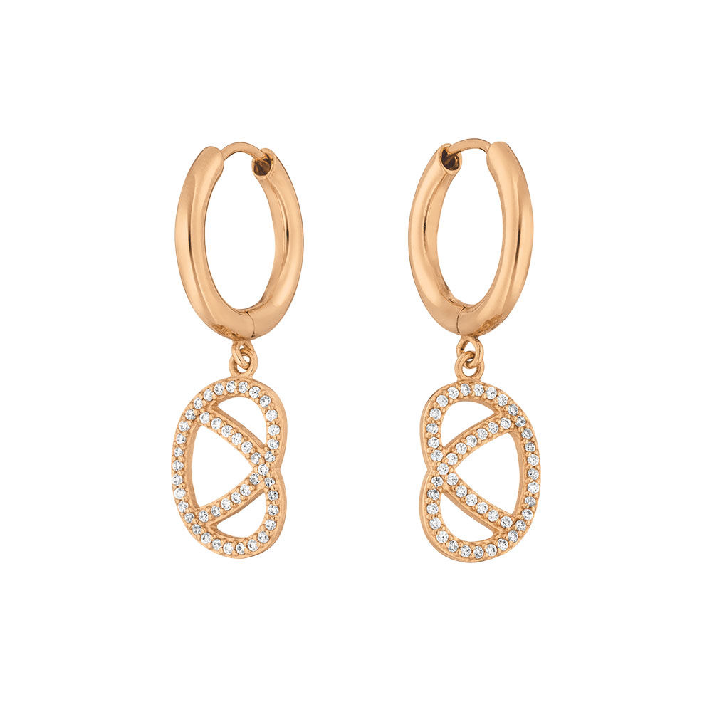 Creole Brezn mit Zirkonia, 18 K Rosegold vergoldet