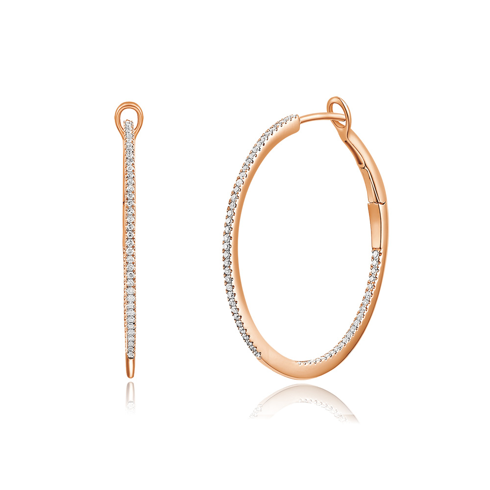 Creole Circle M mit Diamanten, 30mm, 18 K  Rosegold