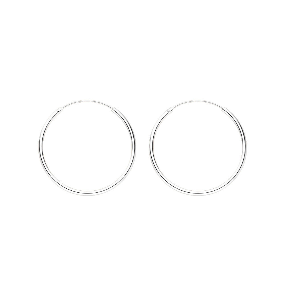 Creole Rund M, 30mm, 14 Karat Weigold