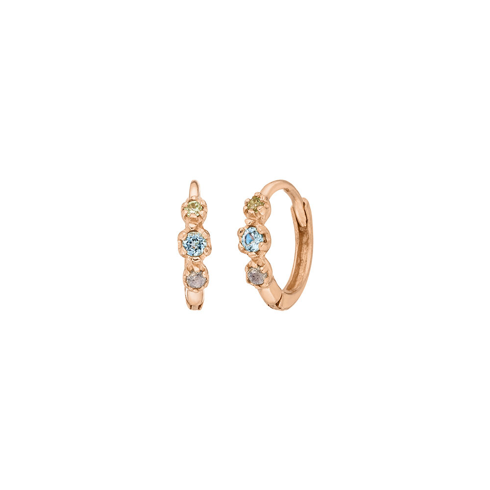 Creole Three Gems, Blauer Topas, 18 K Rosegold vergoldet