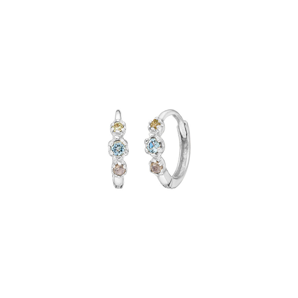 Creole Three Gems, Blauer Topas, 925 Sterlingsilber