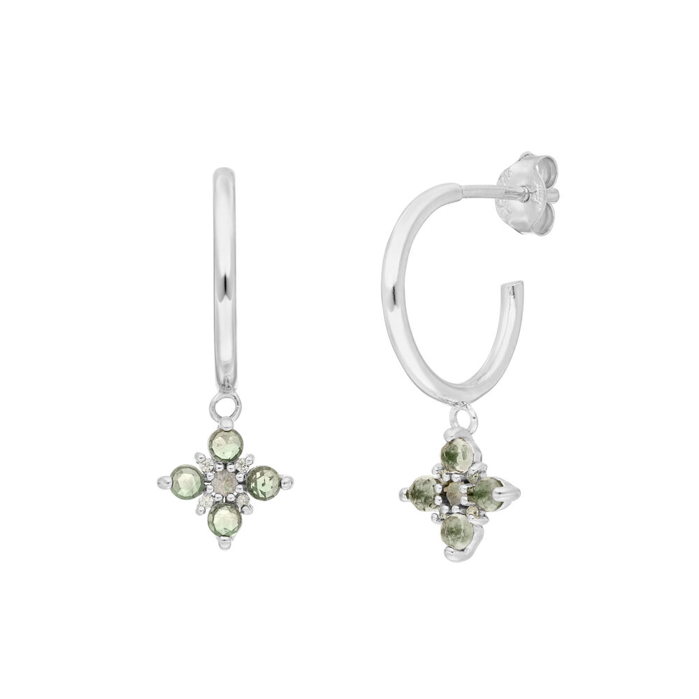 Creolen BLOOM, Labradorit/Aventurin, 925 Sterlingsilber