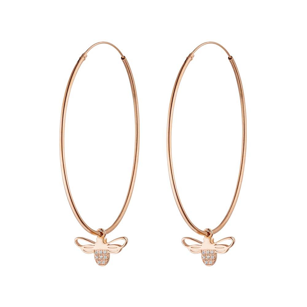 Creolen Bee Happy, 18 K Rosegold vergoldet