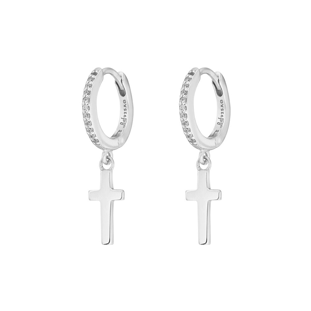 Creolen CROSS/Zirkonia, 925 Sterlingsilber