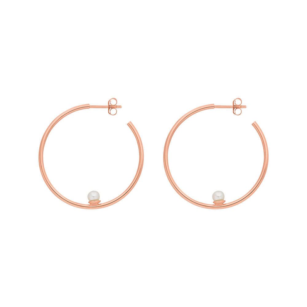 Creolen Circle mit Perle, 35 cm, 18 K Rosegold vergoldet Creolen Circle mit Perle, 35 cm, 18 K Rosegold vergoldet