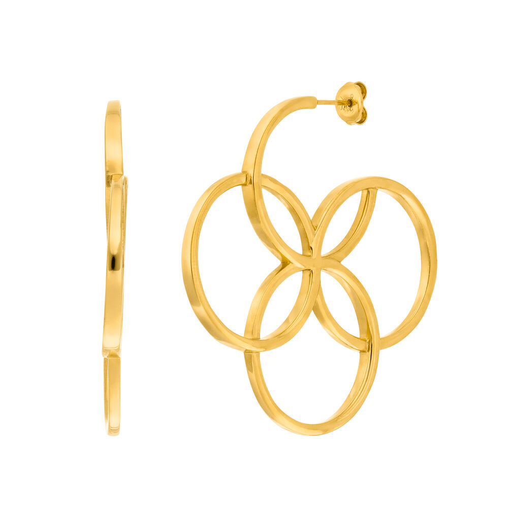 Creolen Clover Charm, gro, 18 K Gelbgold vergoldet